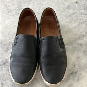 Frye Black Slip-On Loafers with Textured Upper